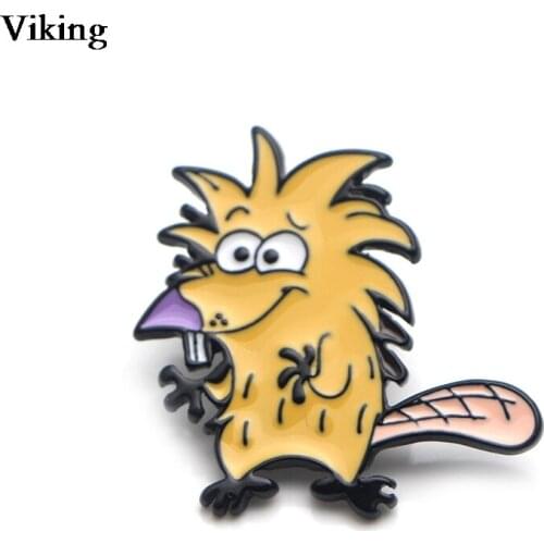 1Pcs Cute Beaver Badges Cartoon Tie Pin Enamel Brooch Metal Pin Funny Skirt Sweater Badges Backpack Lapel Pin Gifts G0368