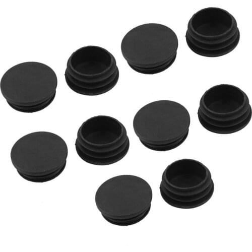 10 x Black Plastic 38mm Dia Round Tubing Tube Insert Caps Covers