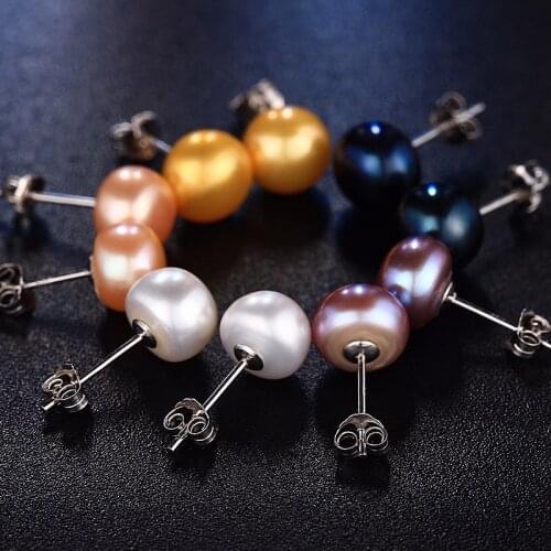 100% genuine freshwater white pearl earrings fashion jewelry silver stud earrings for women super deal with gift box 2021 new