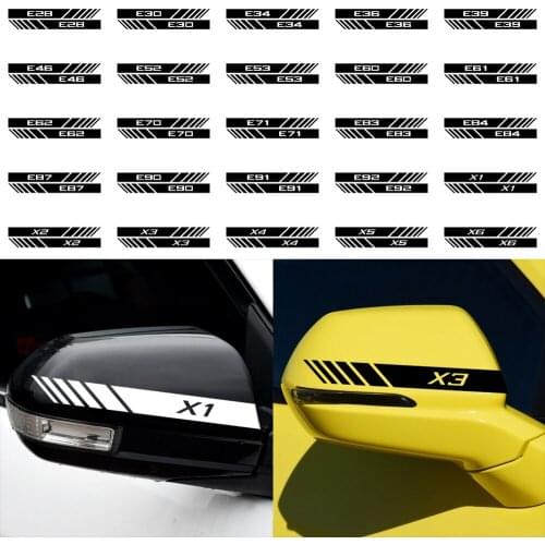 2PCS Car Styling Rearview Mirror Sticker Auto Decoration Reflective PVC Decals For BMW E28 E30 E34 E36 E46 X1 X2 X3 Accessories