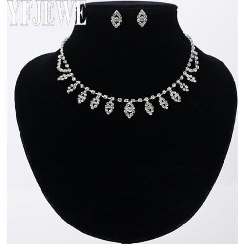 2017 Women Fashion Jewelry Sets Nechlace And Wedding Bridal Sliver Plated Earrings With Rhinestone For Party N234