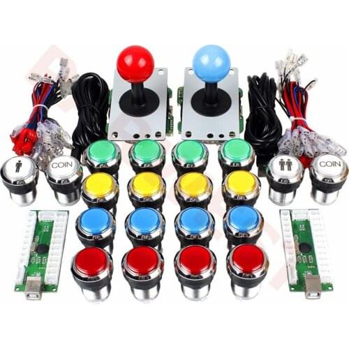 Arcade Joystick DIY Kit Zero Delay Arcade DIY Kit USB Encoder To PC Arcade Joystick +Chrome led Push Buttons for MAME & JAMMA