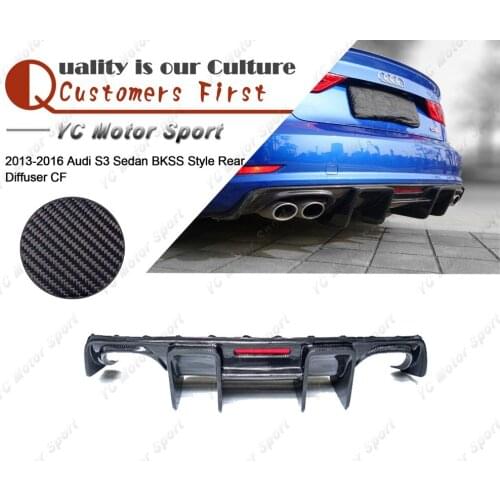 Car Accessories Carbon Fiber BKSS Style Rear Diffuser with Light Fit For 2013-2016 S3 Sedan Rear Bumper Diffuser Lip