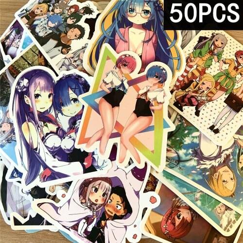 Big 50-Pack Cute Re:Life in a different world from zero Trendy Stickers for Teens Kids Perfect for Tablet PC Laptop Phone Car