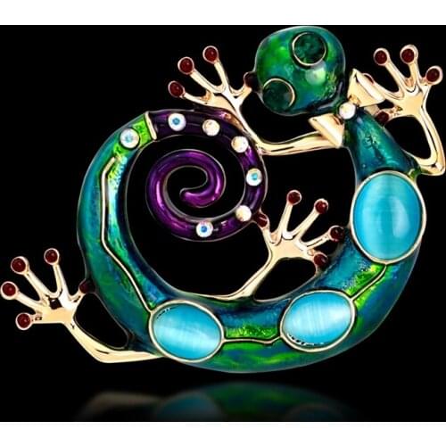Crystal Lizard Gecko Brooches for Women Jewelry Luxury Cute Fashion Animal Lapel Pins Shining Jewelry Kids Clothing Accessories