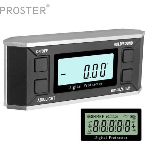 Proster Digital Protractor Level Angle Finder Angle Gauge Inclinometer with V-Groove Magnet Base Protractor Box Waterproof IP65