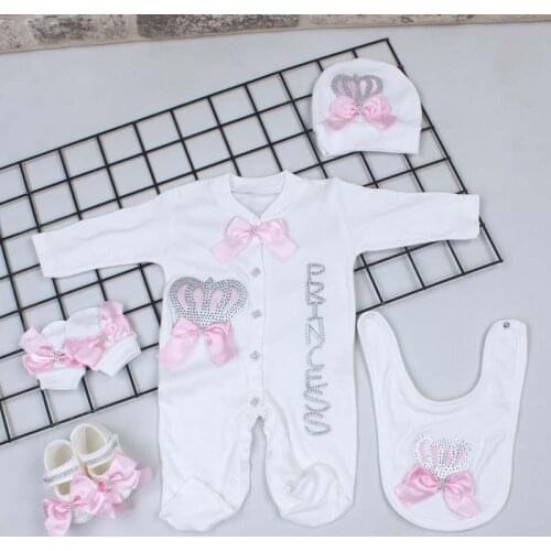 Baby Rompers Girls Boys Newborn Clothes 5 pcs Set Hat Shoes Gloves Bib Clothing Cotton Babies Types for Newborn Varieties Models