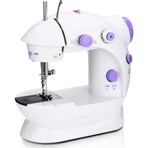 Mini Household Electric Sewing Machine Dual Speed Double Thread Automatic with Light Foot Pedal Extension Table Multifunction