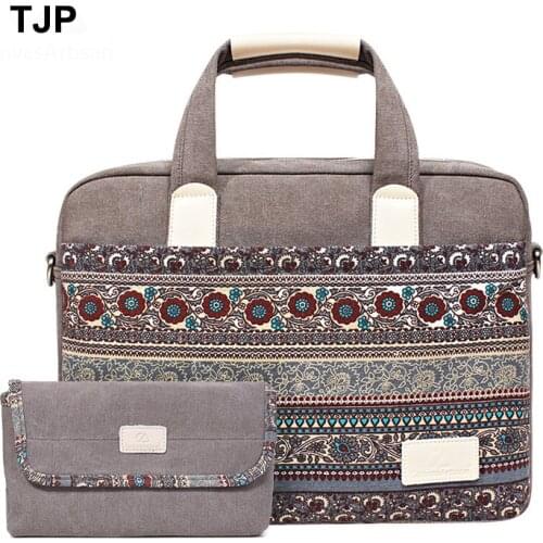 Ethnic Canvas Bag for MacBook Air Pro 16 15 14 13.3 Notebook Handbag for Xiaomi Mi RedmiBook Huawei MateBook X D 2021 Briefcase