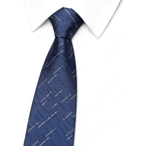 7CM Blue Striped Tie For Men Designer Brand Wedding Business Suit Luxury Silk Polyester Necktie With Gift Box