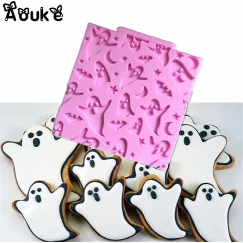 Halloween Ghost Biscuits Cake Decoration Silicone Mold Chocolate Fondant Molds Embossed Pudding Mould DIY Kitchen Baking Tools