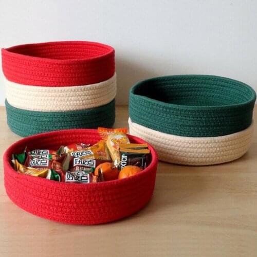 2pcs Cotton Knitted Storage Baskets Small Desk Organization Basket Home Office Hotel Table Use For Fruits Snacks