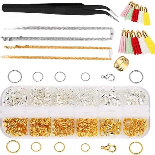 KAOBUY 753 PCS Jewelry Findings Tool Set Open Jump Rings,Jewelry Pliers, Lobster Clasps hooks, jewelry tweezers,Keychain Tassels