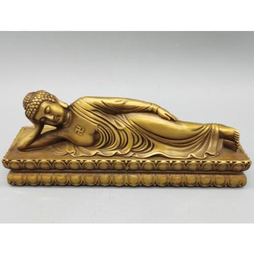 China brass Sakyamuni sleep Buddha crafts statue