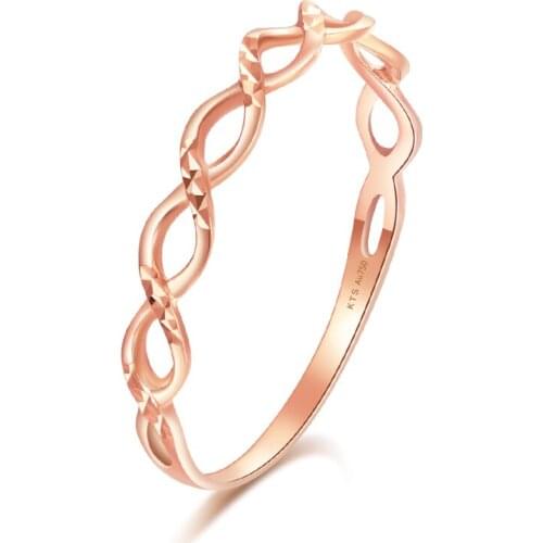 Pure 18K Rose Gold Ring Women Party Ring AU750 Gold Little finger Ring 0.5g