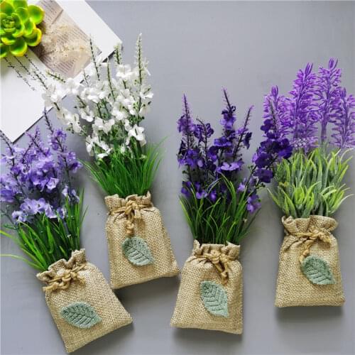 Buy 3 Get 1 Handmade Artificial Flower with Linen Bag for Fridge Decoration Fake Flowers Magnetic Simulation lavender Stickers