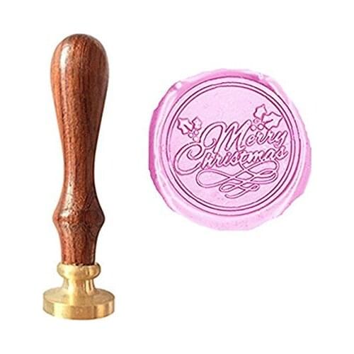 MDLG Vintage Fancy Script Merry Christmas Monogram Wedding Invitations Wax Seal Stamp Rosewood Handle Set