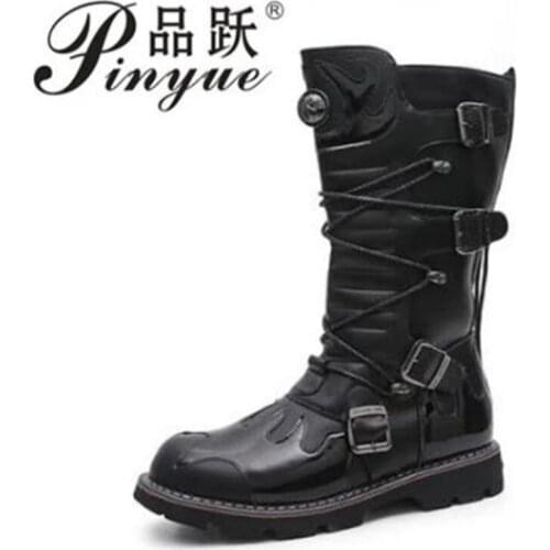 High Quality Genuine Leather Men high Boots Black Military Boots Tactical Boots Army Boots Men botas Leather Shoes Men Shoes