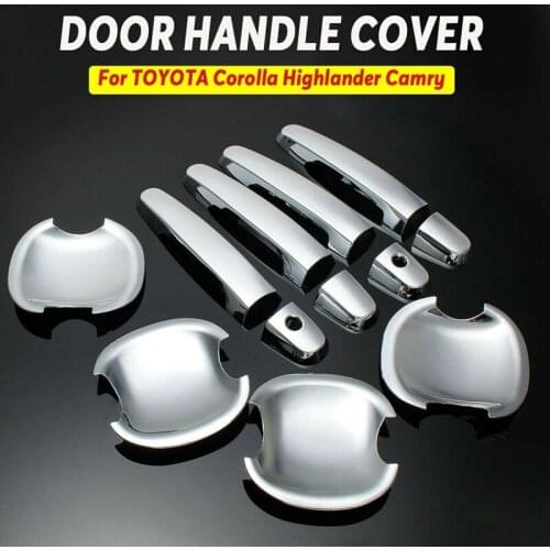 12X ABS Door Handle Cover Bowls Trim Chrome for TOYOTA Corolla 03-13 Highlander 01-07 Camry 02-06 RAV4 01-08 Yaris 08-08