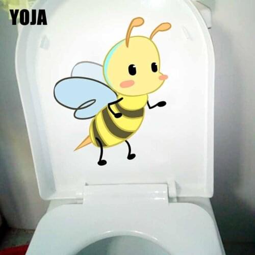 YOJA 20.6X22.9CM Cartoon Pattern Toilet Decal Home Decor Wall Sticker Cute Animal Little Bee T5-1025