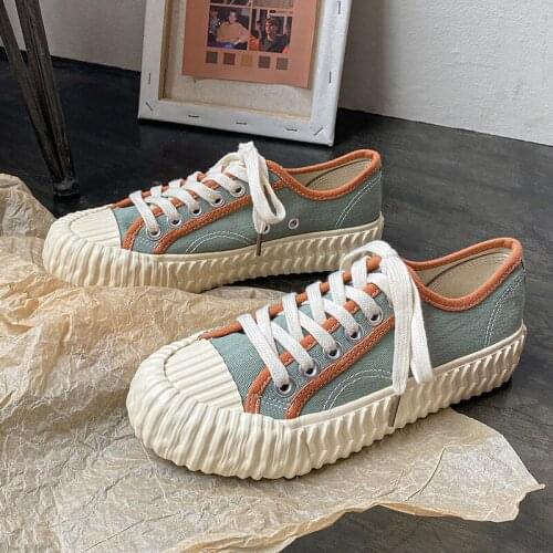 New Ugly Canvas Shoes Womens Platform Thick Bottom Shoes Korean Students All-match White Shoes Womens Shoes Platform Shoes