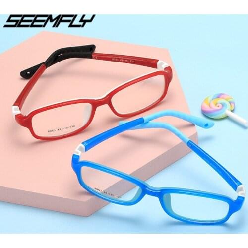 Seemfly Anti Blue Light Blocking Glasses Kids Fashion Square Frame Clear Lens Computer Goggle Plain Mirror Children Eyeglasses
