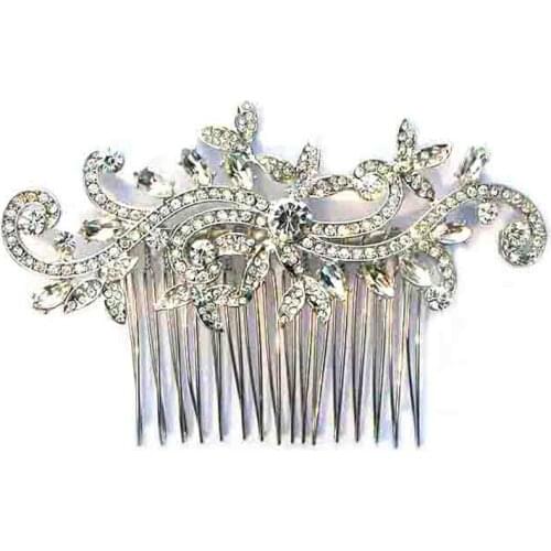 Wholesale wedding party flower women Hairwear 3pcsx crystals metal flower charm hair comb ornament jewelry accessories