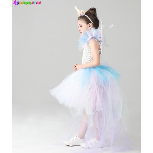 Girls Unicorn Dress Princess Tutu Dress for Girls Children Birthday Party Halloween Licorne Vestidos Kids Pony Ball Gown Dress