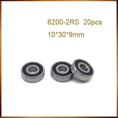 6200RS Bearing ABEC (20PCS) 10x30x9 mm Deep Groove 6200-2RS Ball Bearings 6200RZ 180200 RZ RS 6200 2RS EMQ Quality