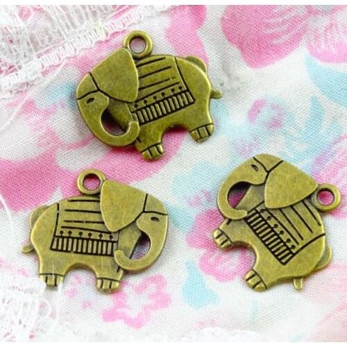 50pcs Antique Bronze Elephant Charm Pendant Jewelry Making DIY Handmade Findings 20.5*18.9MM
