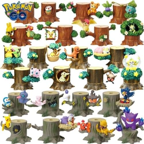Pokemon AnimeToys Blind Box Mystery Box Forest Tree Jenga House Pikachu Gengar Jirachi Pidgeot Birthday Gift for Children toys