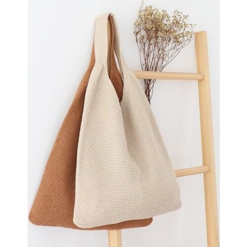 Casual Knitting Women Shoulder Bags Vest Design Lady Handbags Vintage Retro Summer Beach Straw Bag Large Capacity Tote Purses