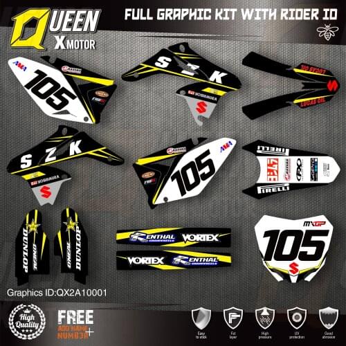 Queen X MOTOR Custom Team Graphics Decals Stickers Kit For SUZUKI Decal 2010-2018 RMZ250 001