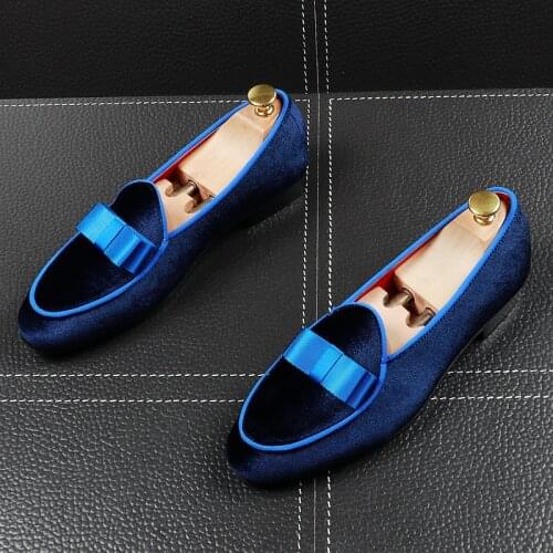 Plus size mens fashion soft velvet leather shoes tie style slip-on smoking slippers designer lazy shoe breathable summer loafer