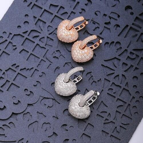 Luxury Cubic Zirconia Stone Heart Earrings Jewelry Charming Cute Hoop Earring For Women Fashion Wedding Party Gift 2021 new Gift