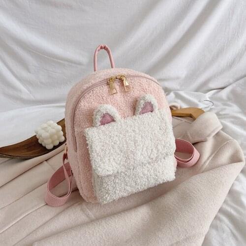 Pink Bunny Plush Backpacks Children Toddler Backpack Girls School Bags 2-5 Year Old Kawaii Bolsa Infantil Birthday Gift BK50BB