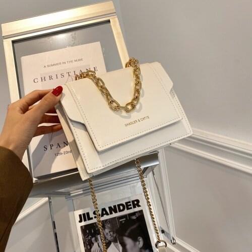 Vintage Shoulder Bag Female 2021 Simple Fashion Luxury Solid Color Chain Crossbody Bag Women Design PU Leather Handbag