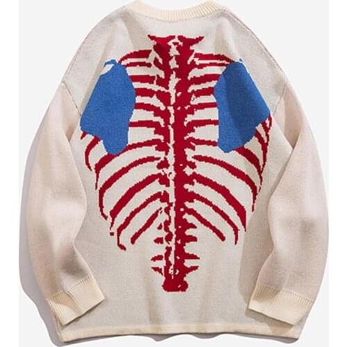 Knittwear Skeleton Graphic Streetwear Sweater Men Women Oversize Couple Harajuku HipHop Soft Pullover Sweater Male Autumn Winter