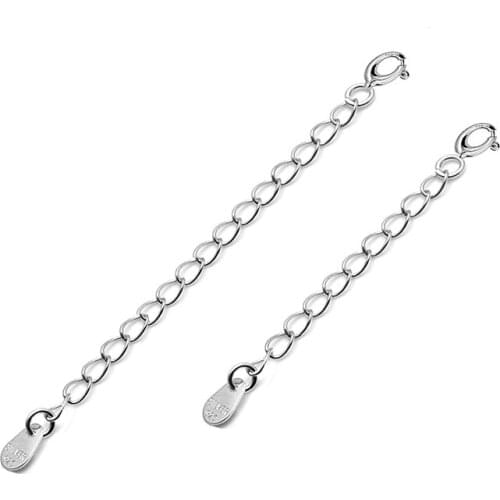 Sinya 925 sterling silver extended chains 4.7cm 6cm necklace bracelet chain extender with tag Jewelry DIY Finding 1Lot=100pcs