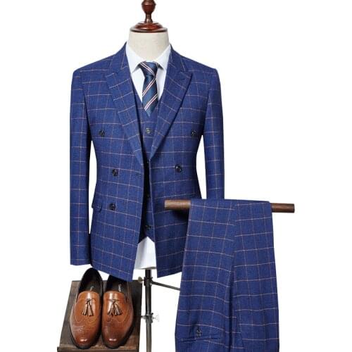 High Quality Mens Suit Groom Wedding Suit Tuxedo Best Mens Slim Business Groom Suit 3-piece (Jacket + Vest + Pants) Asian Size