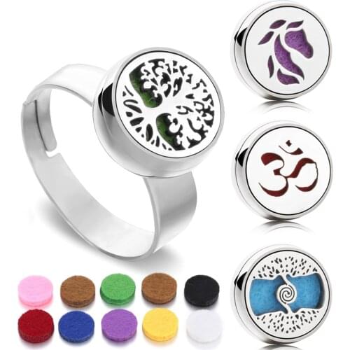 Aromatherapy Jewelry Locke Ring Stainless Steel Open Rings for Women Essential Oil Diffuser Jewelry Perfume Ring Dropshipping
