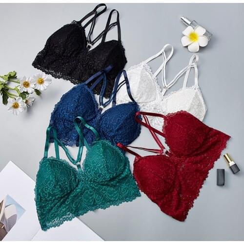 Push Up Bra Women Sexy Lingerie Lace Bralette Seamless Wireless Push Up Bra Padded Underwear Black White Blue Red Bra for Women