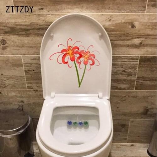 ZTTZDY 23.7*23.3CM Watercolor Flower Cartoon Toilet Seat Stickers Bedroom Wall Decor T2-0681