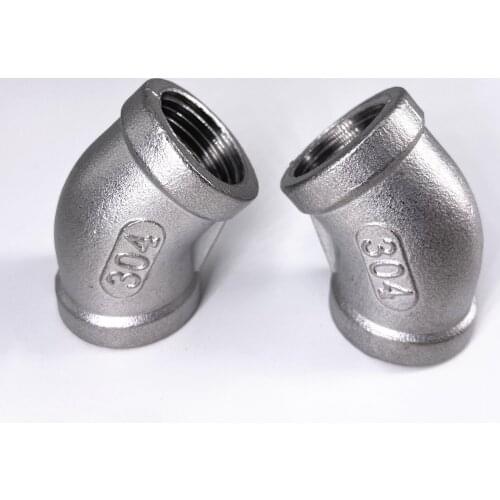 1/8" 1/4" 3/8" 1/2" 3/4" 1" 1-1/4" 1-1/2" BSP Female Thread 304 Stainless Steel Elbow 45 Degree Pipe Fitting Connector Adapter