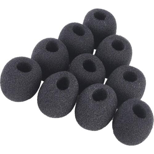 10Pcs Mini Microphone Windshield Clip-on Headset Condenser Mic Windmuff Protector Black 18mm