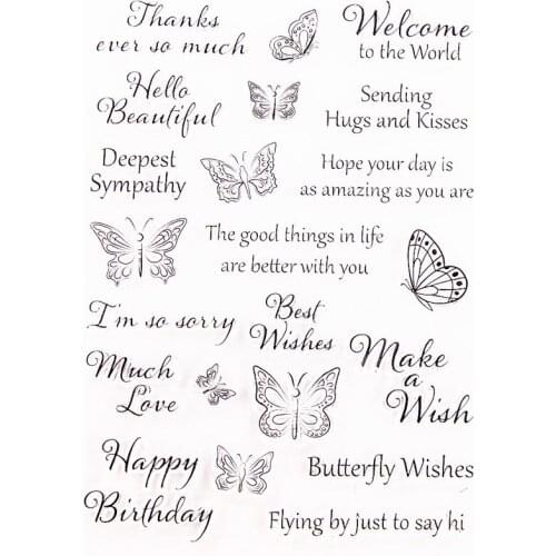 15*21CM Hot selling Text butterfly transparent seal clear stamp silicone seal roller stamp DIY scrapbook album / card production