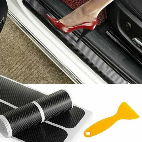 4pcs 3D Carbon Fiber Vinyl Black Car Wrap Sheet Roll Film Sticker Motorcycle Automobile Styling Decals Waterproof Film