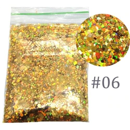 500g Holographic Effect Nail Glitter For UV Gel Polish Mix Hexagon Glitter Sparkles Acrylic Nail Art Glitter Sequins 1/2/3 MM