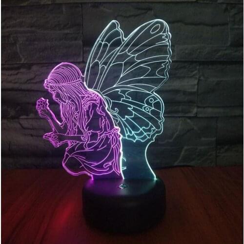 Angel Led 3d Nightlight Creative Colorful Touch Control Table Led Night Light Visual Gift Atmosphere Novelty Led Usb 3d Light