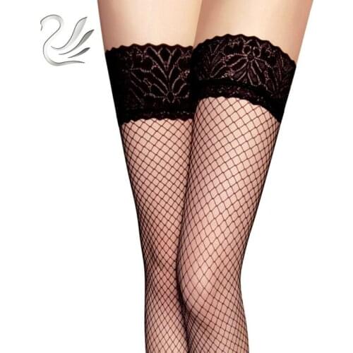 BEILEISI womens Sexy fence fish net nylon Thigh High Lace top fishnet stockings Over knee socks hosiery for sex erotic lingerie
